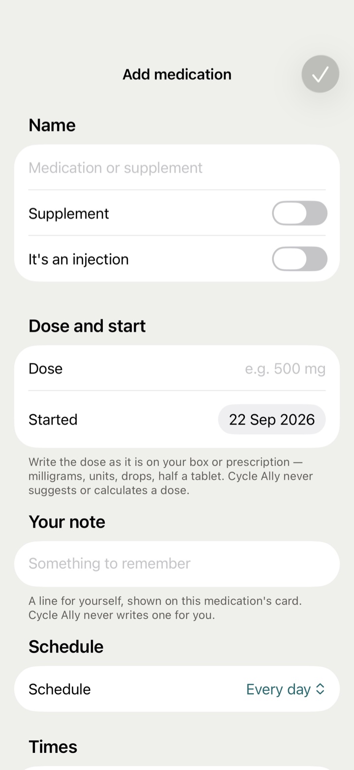 The medication form with the It's an injection switch.
